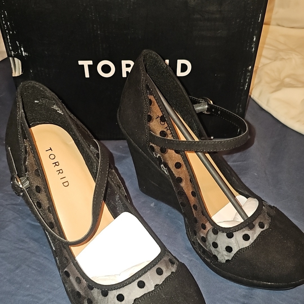 Torrid Black Polka Dot Wedges